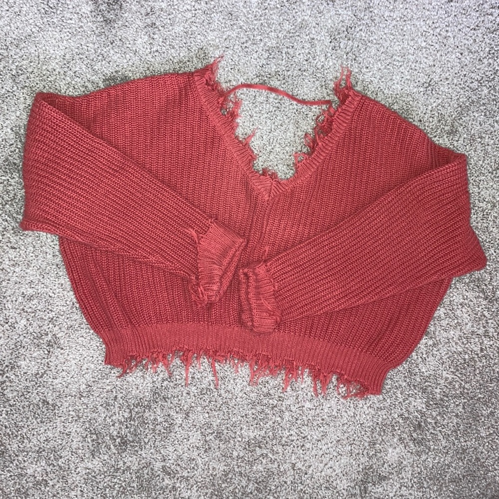 Coral/pink Cropped sweater Sz S Forever21